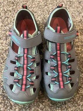 Merrell Hydro H2O Closed-Toe Sandals Teal Pink Gray Size 4 Big Kid